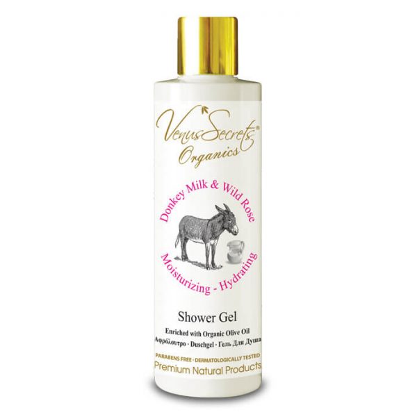 Shower Gel with Donkey Milk, Organic Olive and Wild Rose 250ml